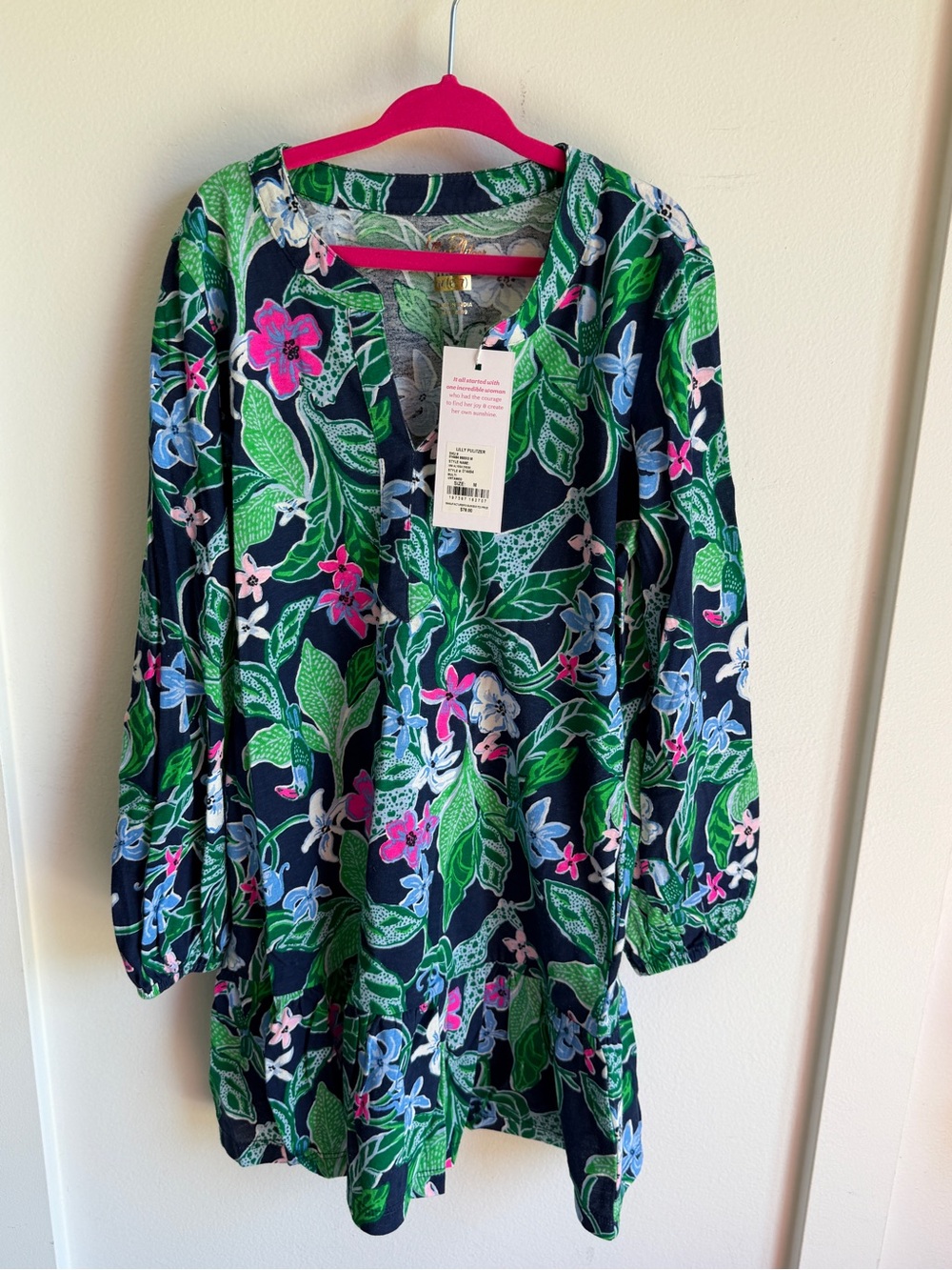 Lilly Pulitzer Navy Floral Tunic Dress with Green, Pink & Light Blue